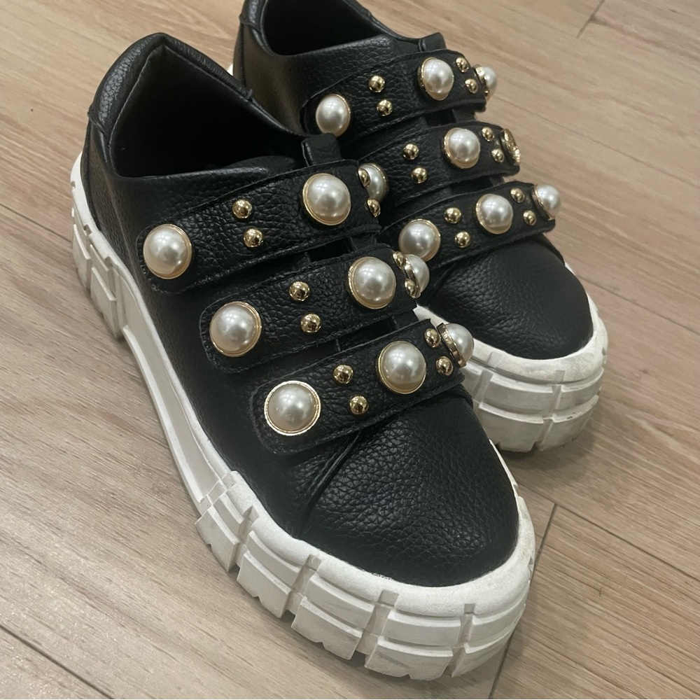 Karl Lagerfeld black pearl sneakers